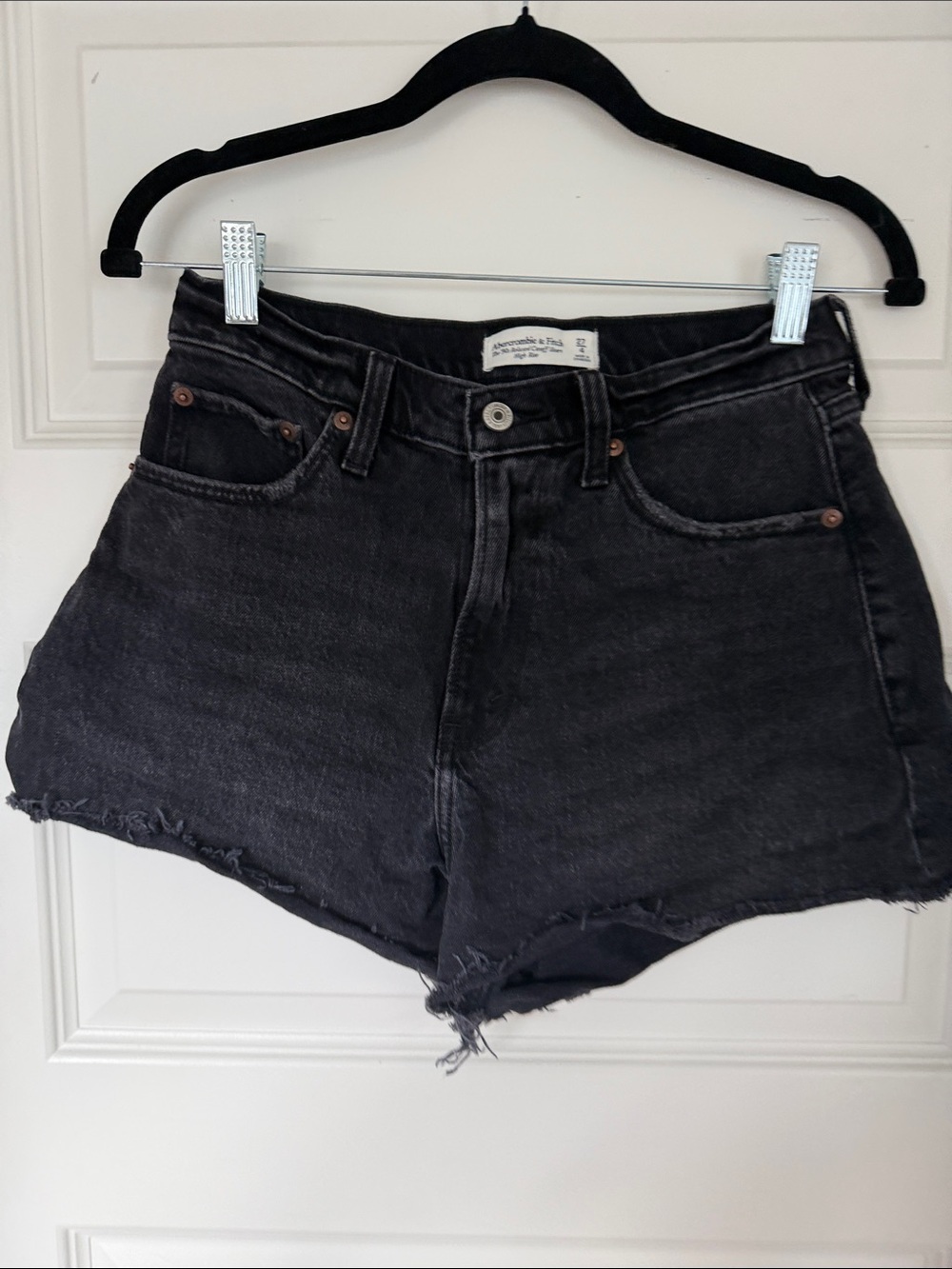 Abercrombie & Fitch Washed Black High-Rise Denim Shorts